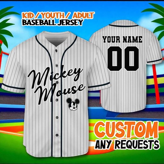 Discover Custom Disney Mickey Mouse Baseball Jersey, Personalized Jersey for Kids, Youth, Adult, Matching Family Disney Outfits