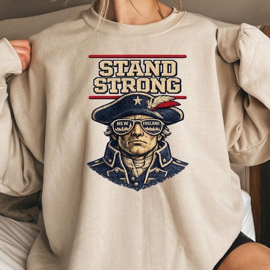 Discover New England Football Vintage Sweatshirt T-Shirt, Stand Strong T-Shirt, Vintage New England Fan Gift Crewneck, Patriot Sweatshirt Fans Gift