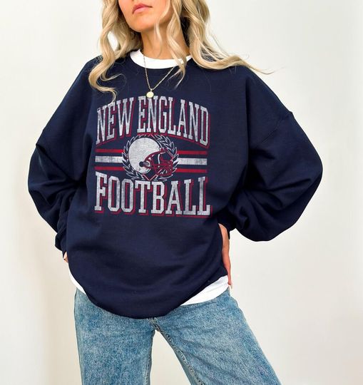 New England Patriots Vintage Football Crewneck Sweatshirt Helmet Champions