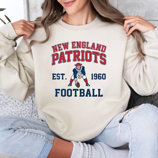 Discover Vintage New England Football Shirt, Est 1960 Patriots Football Hoodie, Retro Patriot Sweatshirt, New England Gameday Fan Apparel Gift