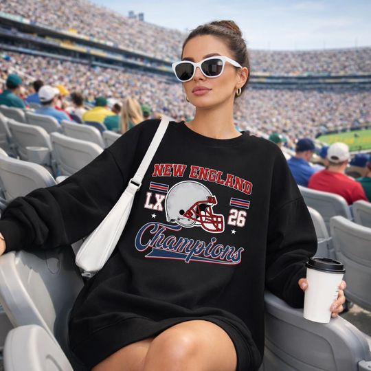 Discover New England Football Sweatshirt, Retro Patriots Logo Crewneck, Champions Shirt