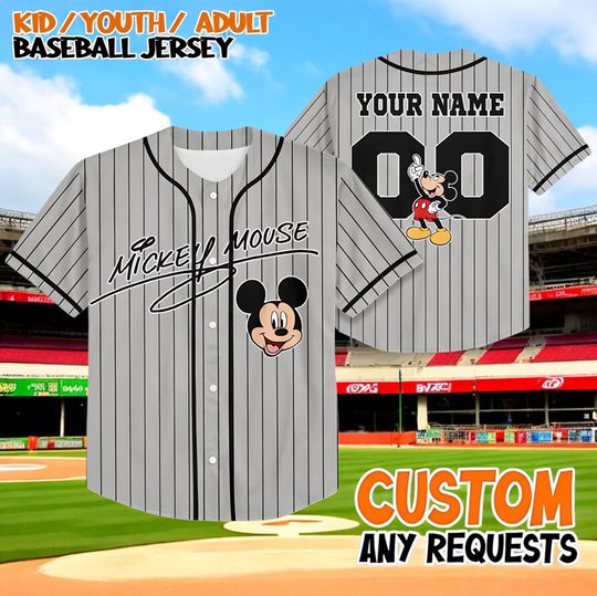 Discover Custom Mickey Mouse Baseball Jersey, Personalized Name & Number Jersey, Kids Youth Adult Baseball Shirt, Mickey Fan Gift, Game Day Outfit