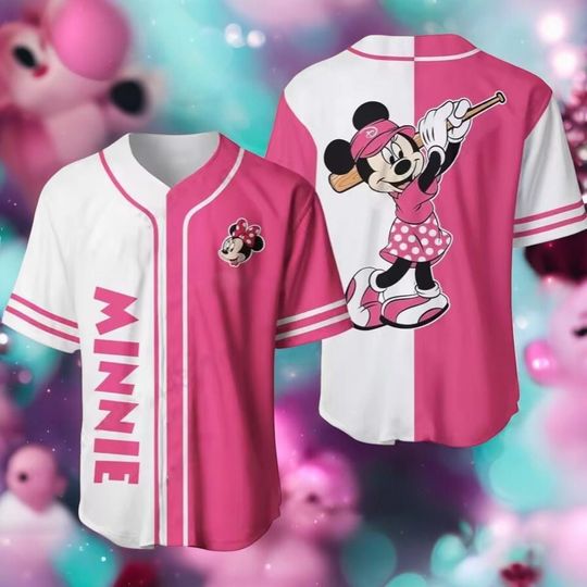 Discover Pink Minnie Mouse Baseball Jersey, Cute Disney Softball Shirt,  Minnie Sports Jersey Top, Disney Park Outfit