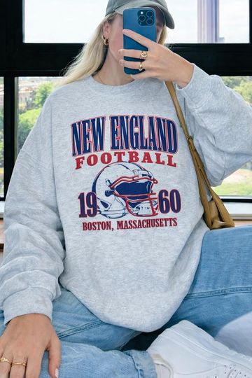 Discover Vintage New England Football Sweatshirt, Retro Helmet Graphic