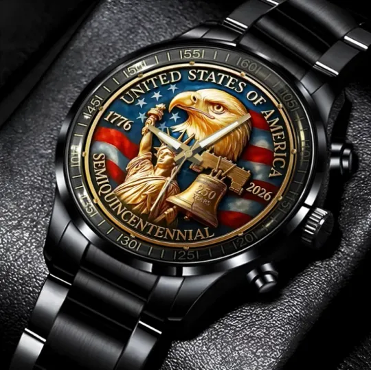 Discover America's 250 years of freedom Black Stainless Steel Watch
