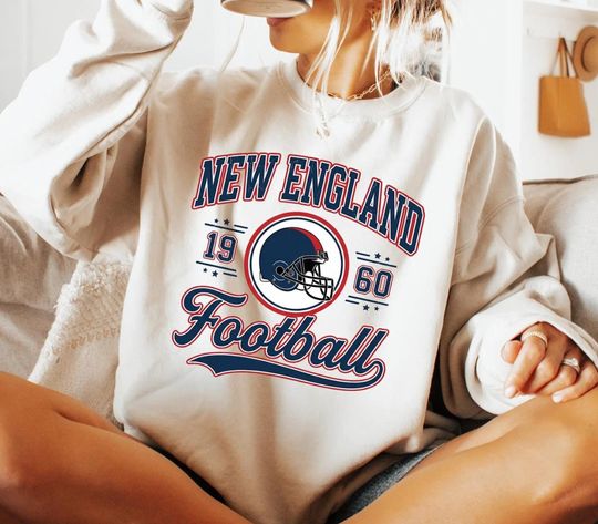 Vintage New England Football Sweatshirt, 1960s Game Day Crewneck