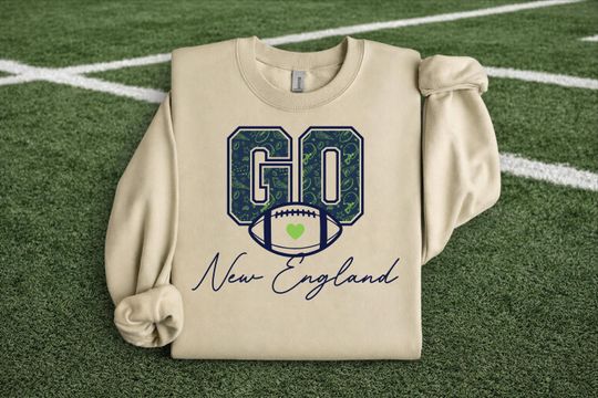 Discover Vintage Go New England Football Sweatshirt, Retro Patriots Crewneck, New England Shirt