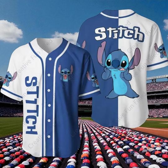 Discover Stitch Baseball Jersey, Cute Disney Shirt, Cartoon Tee, Gift for Stitch Fans, Anime Baseball Shirt