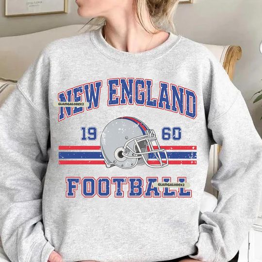 Discover New England Football Shirt and Sweatshirt, Distressed 1960 Game Day Sweatshirt