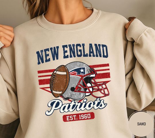 New England Patriots Sweatshirt, Patriot Crewneck,Gameday Sweater