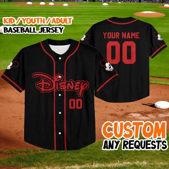 Discover Custom Disney Baseball Jersey, Mickey Mouse Jersey, Kids & Adults Personalized Name Number Shirt, Button Down Team Uniform