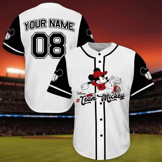 Discover Custom Team Mickey Baseball Jersey, Personalized Disney Jersey Shirt, Mickey Mouse Sports Tee, Disney Matching Outfit, Softball Family Shirt