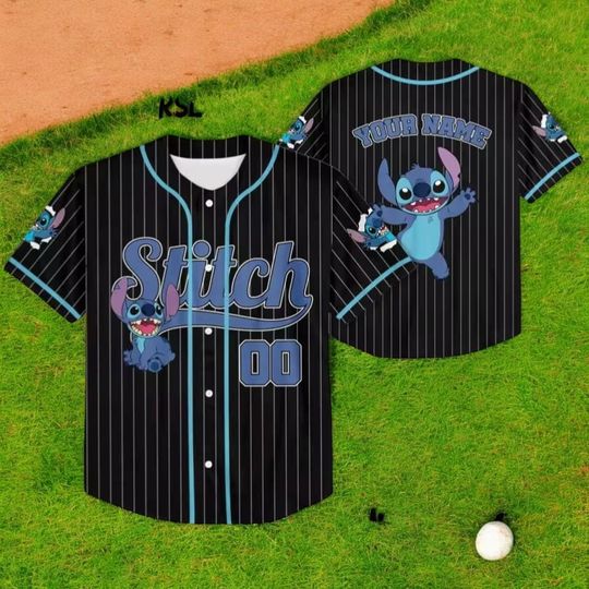 Discover Custom Stitch Baseball Jersey Shirt, Personalized Disney Lilo and Stitch Jersey, Matching Family Shirt for Disney Trip