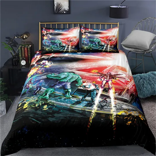 Discover The Avengers Laser Quilt Duvet Doona Cover Set Single/Double/Queen/King Bed
