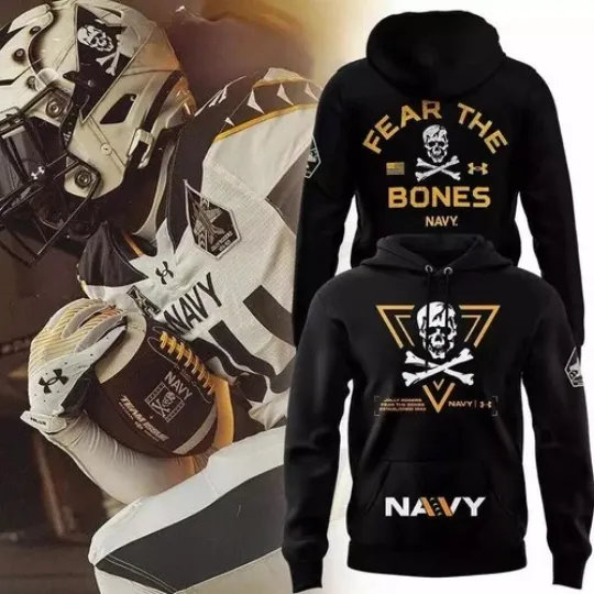 Navy Midshipmen Fear the Bones Limited Edition Hoodie 3D