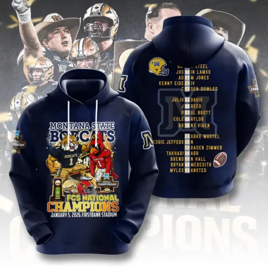 Discover Bobcats Football 2025 National Champions 3D Apparel Hoodie