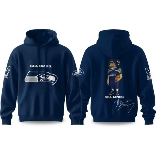 Seahawks Bunny 2026 Super Bowl Concho Football Hoodie