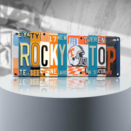 Discover Rocky Top License Plate Sign Tennessee Volunteers Metal Wall Art for Dorm & Fan Cave Decor