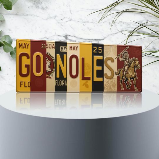 Discover Florida State FSU GO NOLES Metal License Plate Sign