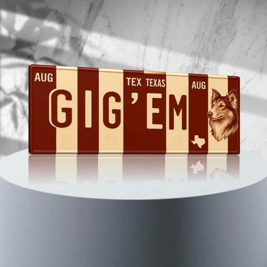 Discover Gig 'Em Texas Aggies Aluminum License Plate