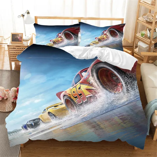Discover Cars McQueen Single Double Queen King Bed Quilt Doona Duvet Cover Set Pillowcase