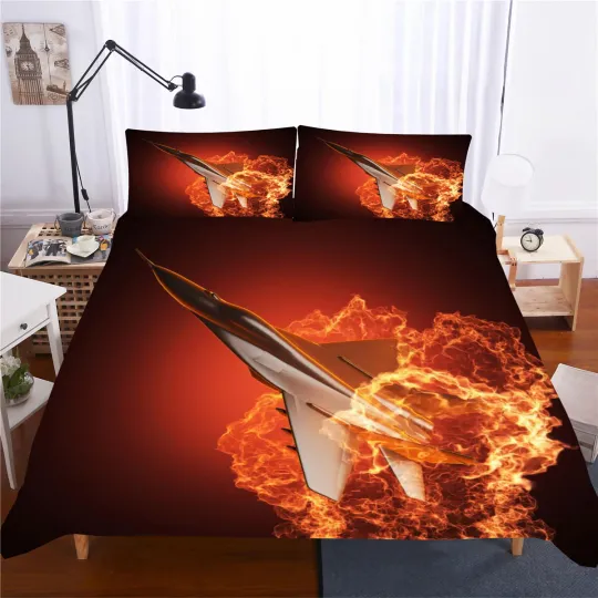 Discover Airplane Fire Bedding Set, Bedroom Decoration