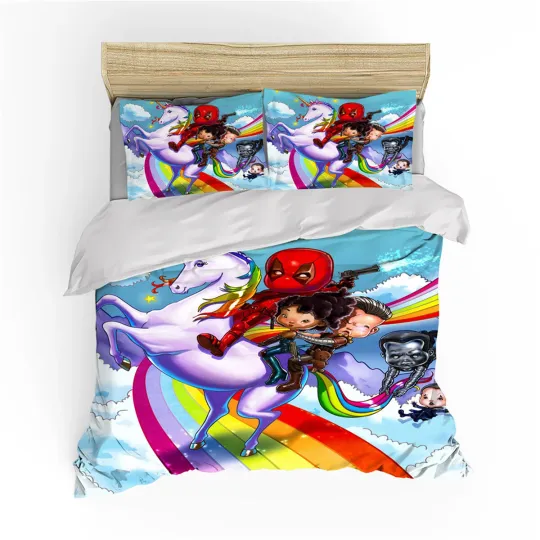Deadpool Rainbow Bedding Set, Bedroom Decoration