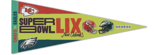 Discover 2025 Super Bowl LIX Dueling Triangle Pennants Philadelphia Eagles Kansas City Chiefs