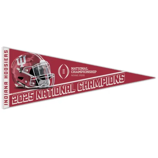 2025 2026 CFP NCAA National Champions Indiana Hoosiers Premium Triangle Pennant