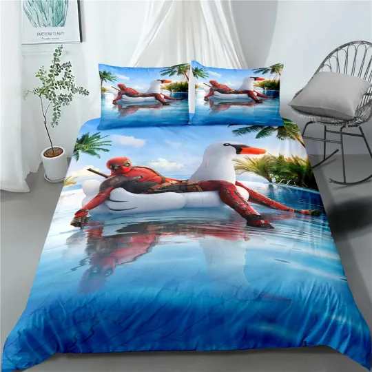Swimming Deadpool Bedding Set, Bedroom Decoration