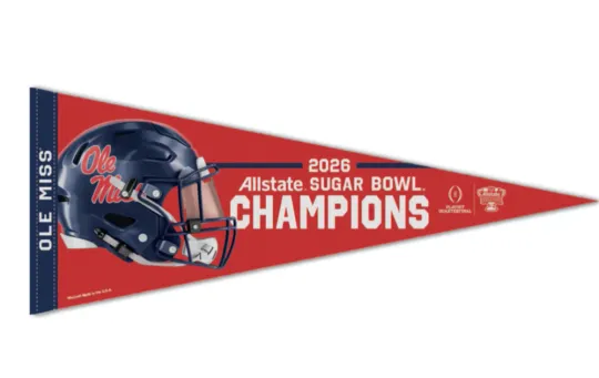 Discover 2025 2026 Sugar Bowl Champions Ole Miss Rebels Triangle Pennant CFP Fiesta