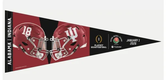 Indiana Hoosiers Crimson Tide Rose Bowl Dueling Triangle Pennant 2025 2026