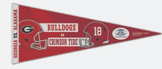 Discover 2025 SEC Championship Pennant GA bulldogs vs Albm Crimson Tide 2026 CFP