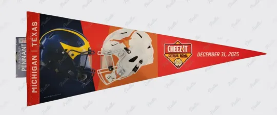 Discover 2025 Cheez-It Citrus Bowl Premium Triangle Pennant Texas vs Michigan CFP 2026