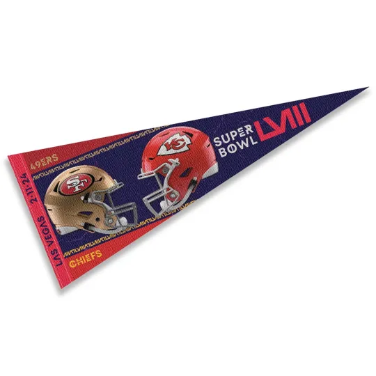 Super Bowl LVIII Dueling Teams Chiefs 49ers Pennant Flag