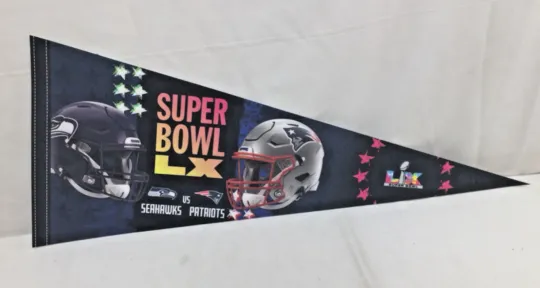 2026 Super Bowl 60 Pennant New England Patriots vs Seattle Seahawks