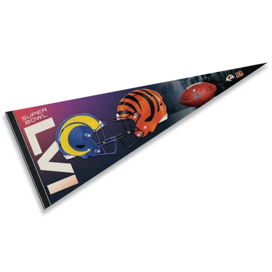Dueling Teams Super Bowl LVI Triangle Pennant Flag
