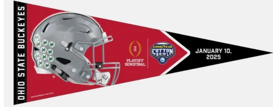 Ohio State Buckeyes CFP Football Triangle Pennant, Texas Longhorns, 2024 2025 Decorative Banner