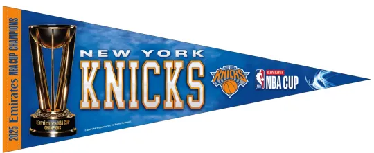 Discover 2025 New York Knicks NBA Cup Champions Premium Pennant Brunson Towns