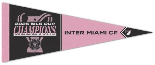 Discover Inter Miami CF 2025 MLS CUP CHAMPIONS Premium Felt Collector's 12x30 PENNANT