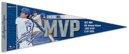 SHOHEI OHTANI Los Angeles Dodgers 2025 N.L. MVP Premium Felt Collector's PENNANT