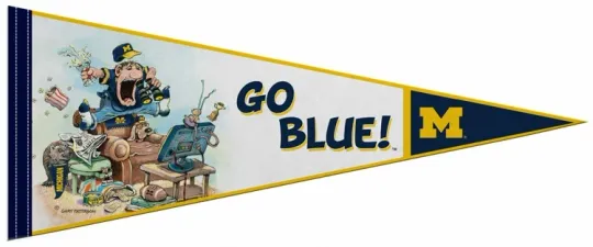 Discover Michigan Wolverines GO BLUE! by Gary Patterson Official NCAA 12x30 Felt PENNANT