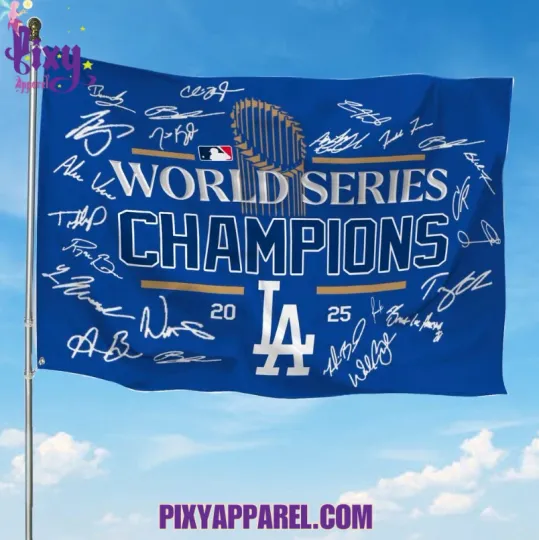 Dodgers 2025 World Series Champions House Flag
