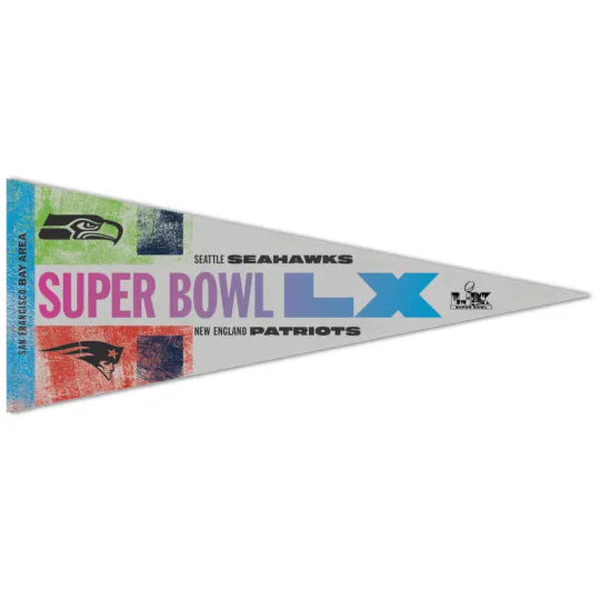 2026 Super Bowl LX Triangle Pennant New England Patriots Seattle Seahawks Decor