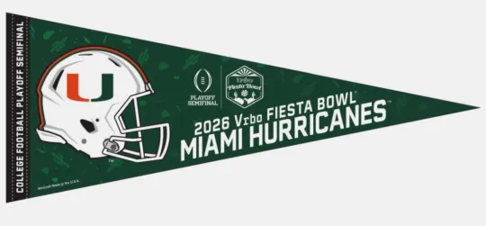 2025 2026 CFP Playoff Hurricanes Fiesta Bowl Pennant Semifinals