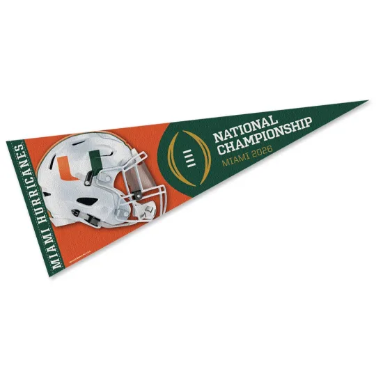 Discover Hurricanes 2026 National Championship Full Size Triangle Pennant
