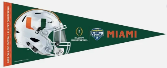 2025 2026 CFP Playoff Hurricanes Cotton Bowl Pennant Quarterfinals