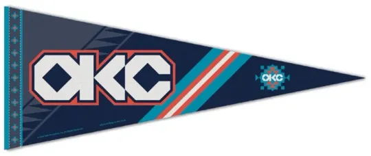 Discover OKLAHOMA CITY THUNDER OKC 2025-26 NBA City Edition Premium Felt 12x30 PENNANT
