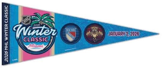 NHL Winter Classic MIAMI 2026 Florida Panthers v NY Rangers Premium Felt PENNANT