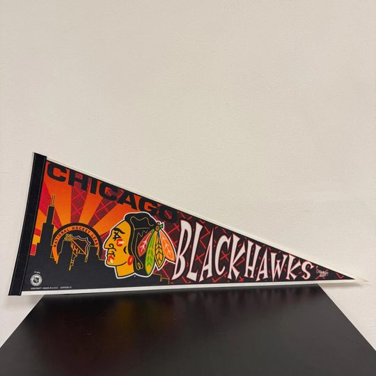 Discover Chicago Blackhawks NHL vintage pennant from 1990s